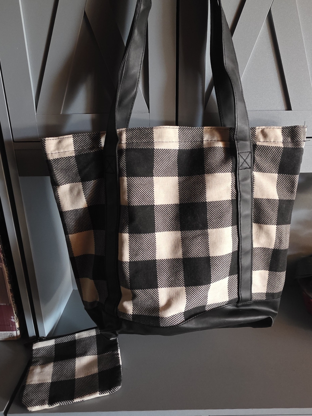 Black & Cream Buffalo Check Tote Bag